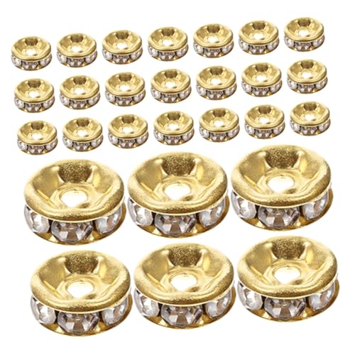 KONTONTY 200 Stück Rondelle Spacer Perlen mit Strass Große Schmuckperlen für Armbänder Halsketten Ohrringe DIY Bastelperlen für Stilvolle Schmuckherstellung Erwachsene von KONTONTY