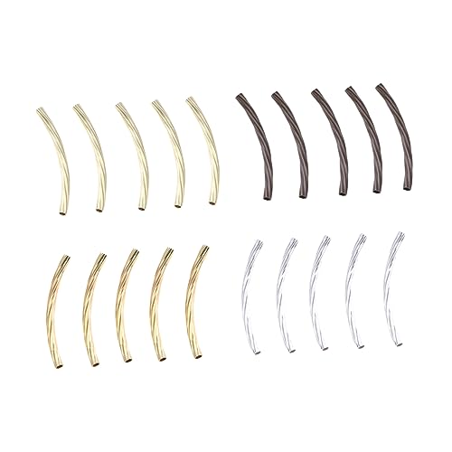 KONTONTY 200 Stück Vintage Kupfer Rohre Gebogene Charms für DIY Schmuckherstellung Armbänder Dekorative Accessoires Kupfer Silber Gold und Bronze von KONTONTY