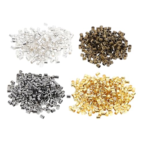 KONTONTY 2000 Stück Crimp Tube Beads Abstandshalter Schmuckzubehör für DIY Halsketten Armbänder Ohrringe in Gold Schwarz Silber Antikbronze KONTONTY 2000 Stück Crimp Tube Beads Abstandshalter Schmuckzubehör für DIY Halsketten Armbänder Ohrringe in Gold Schwarz Silber Antikbronze von KONTONTY