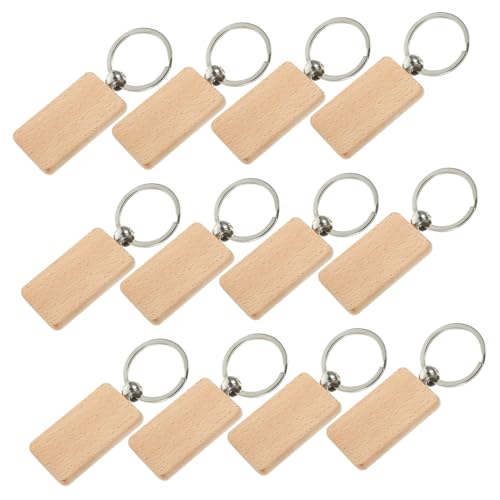 KONTONTY 20Stücke Holz Schlüsselanhänger Rohlinge für DIY Leere Schlüsselkettenblanks Buchenholz Personalisierbare Schlüsselanhänger zum Basteln und Dekorieren und Langlebig von KONTONTY