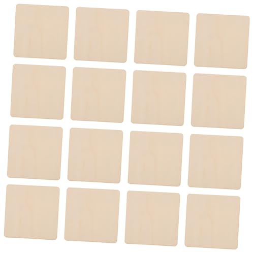 KONTONTY 20Stücke Unfertige Quadratische Holzstücke für DIY Holzhandwerk Leere Holzplatten für Bastelprojekte Vielseitige Holzscheiben für Schnitzen und Modellbau von KONTONTY