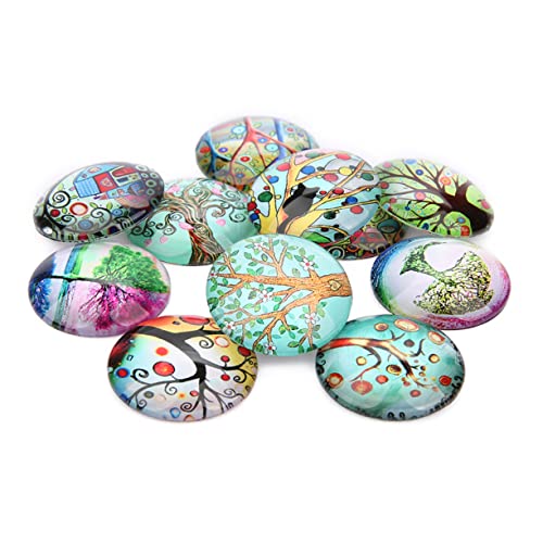 KONTONTY 20st Schmuckmaterial Selber Machen 18 Mm Bedruckte Cabochons Mosaik Dekorative Glasfliesen Flache Rückenverzierungen Diamant-ohrring Labret-schmuck Fräulein Halbkreis Fußkettchen von KONTONTY