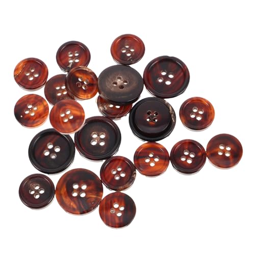 KONTONTY 22 Stück Hupenknopf Nähzubehör Selber Machen Runde Knöpfe Knöpfe Zum Nähen Pulloverknöpfe Button Decor Hemd Runder Vierlochknopf Runde Nähknöpfe Häkelknöpfe Hörner Kaffee von KONTONTY
