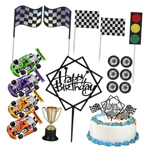 KONTONTY 23 Stk. Lkw-kuchen Rennwagen-kuchendekorationen Auto-geburtstagsdekorationen Für Jungen Kuchen -topper Kuchendeckel Für Autos Geburtstagskuchendekorationen Auto Kuchendeckel Papier von KONTONTY