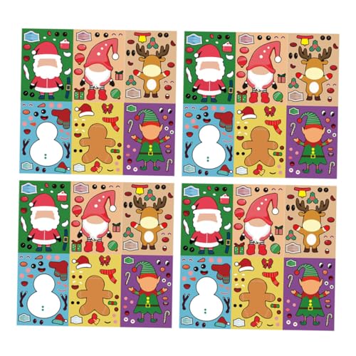 KONTONTY 24 Blatt Teiliges Weihnachts Puzzle Sticker aus Pädagogisch Sicher für Weihnachtsbasteln Partydekoration und Fördert Lernen und Spielspaß von KONTONTY