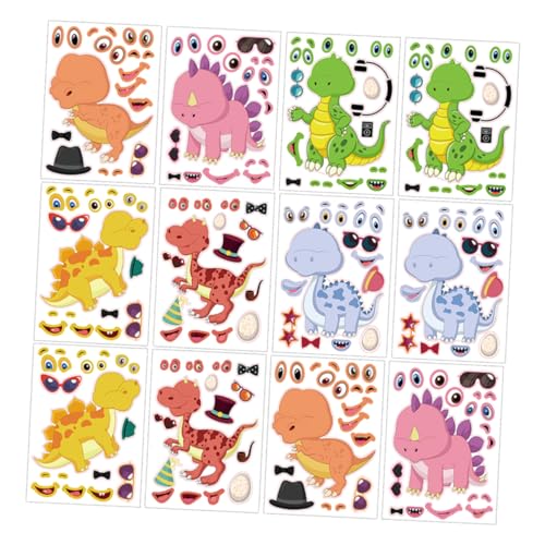 KONTONTY 24 Dinosaurier-Aufkleber DIY Cartoon-Sticker Zum Selbermachen Für Party-Dekoration Und Basteln von KONTONTY