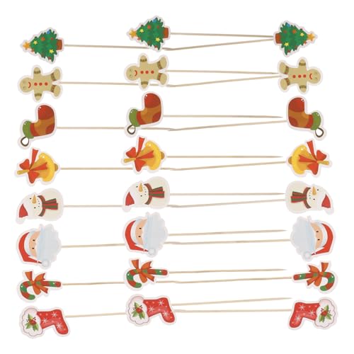 KONTONTY 24 Pcs Weihnachten Geschirr Cupcake Topper Kuchen Topper Dekorationen Hochzeit Party Dekorationen Kuchen Dekorationen Holz von KONTONTY