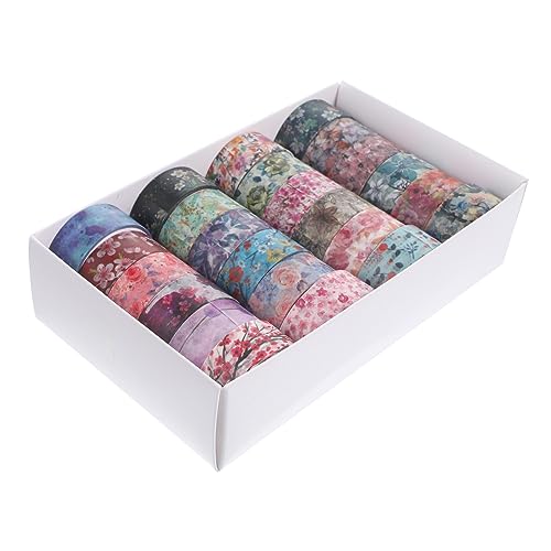 KONTONTY 24 Rollen Zeitschrift Blumenbänder Scrapbooking -vorräte Aufkleber Klebeband Doppelseitig Dekoratives Druckband Handkontenbänder Diy Washi Tapes Alte Washi-tapes Japanisches Papier von KONTONTY