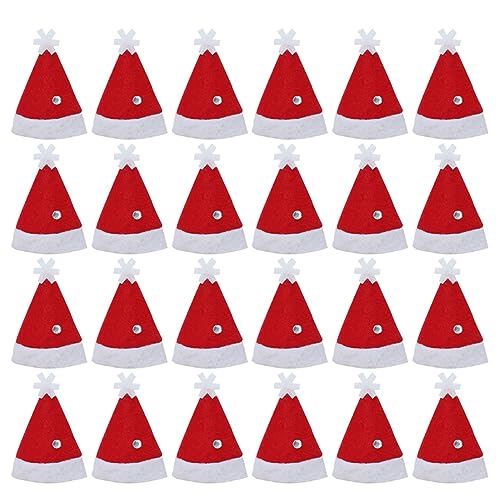 KONTONTY 24 Stk Weihnachtsmütze Lutscher-Top-Wrap Lutscherschmuck für den Weihnachtsbaum Zylinder Kappe weihnachtskopfbedeckung weinachtsmützen Lutscher-Wraps Weihnachtslutscherhüte rot von KONTONTY