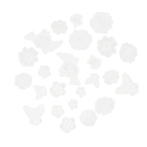 KONTONTY 24 Stück Teiliges Blumen Stickerei Weiße Spitzen Applikationen DIY Patches zum Aufnähen und Aufbügeln Textil Dekoration für Kleidung Taschen Hüte Nachhaltige Reparaturaccessoires von KONTONTY