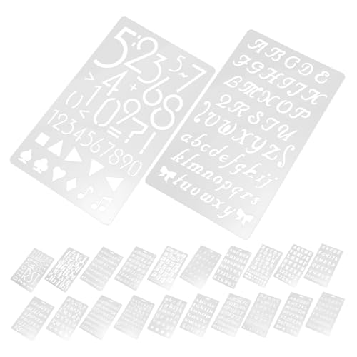 KONTONTY 24 Stück Wiederverwendbare Alphabet und Zahlen Schablonen DIY Malvorlagen für Kunsthandwerk Scrapbooking und Journaling Klare Muster für Wände von KONTONTY