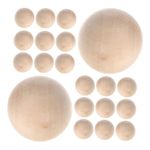 KONTONTY 25 Stück Teiliges Glatte Runde Holzkugeln ohne Naturbelassene Holzperlen für Vielseitige Diy-projekte Handwerkliche Dekorationen und Rustikale Wohnakzente von KONTONTY