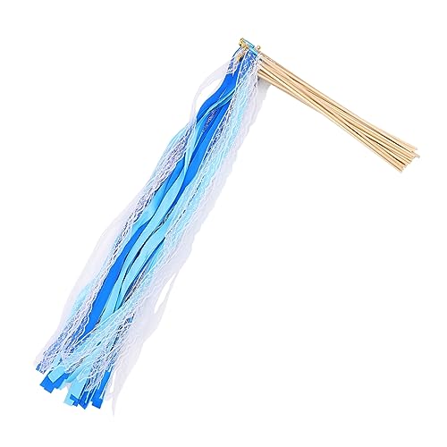 KONTONTY 25St Streamer-Feenstab Hochzeitsfee-Stöcke Hochzeitsfee Zauberstäbe Fairy Wand Facilitation Weihnachtsband Schleife Band-Stick Band-Feenstäbe Weihnachten Kulissen Requisiten Braut von KONTONTY