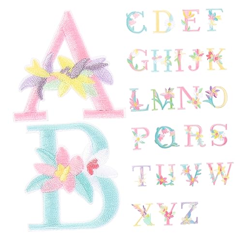 KONTONTY 26 Stück Aufnäher Zum Aufbügeln Von Zahlen Auf Kleidung Aufnäher Mit Buchstaben Stoff Alphabet Stickflicken Applikationen Für Kleidung Buchstaben Zum Aufnähen Gestickte von KONTONTY