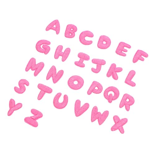 KONTONTY 26 Stück Bügelbriefenpatz Nähen von gestickten Applikationen Buchstaben-Stickerei-Patch gestickte Eisen auf Briefen Flicken Alphabet zum Aufbügeln Patches nähen Polyester Rosa von KONTONTY