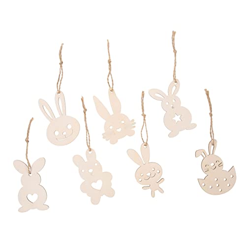KONTONTY 28 Stück Kaninchen-holz-chip-anhänger Ostern Party Die Oh Hase Graffiti-zubehör Unfertige Holzspäne Osterdeko Aus Holz Leere Holzscheiben Holzbretter Holzspäne Selber Machen von KONTONTY