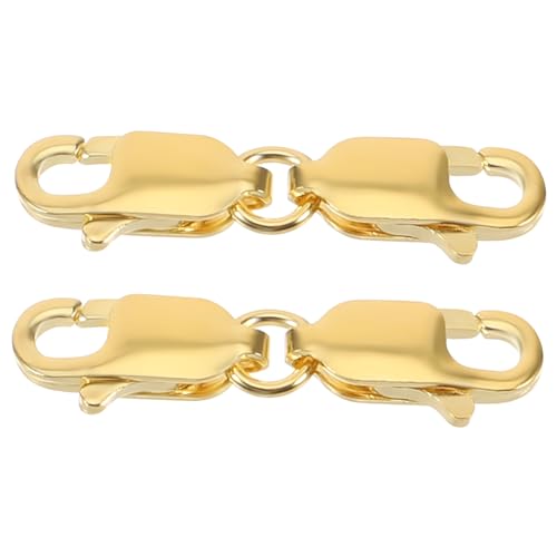 KONTONTY 2Stücke Goldene Hummerkarabiner Doppelte Schmuckverschlüsse für Armbänder für DIY Schmuckherstellung Langlebig von KONTONTY