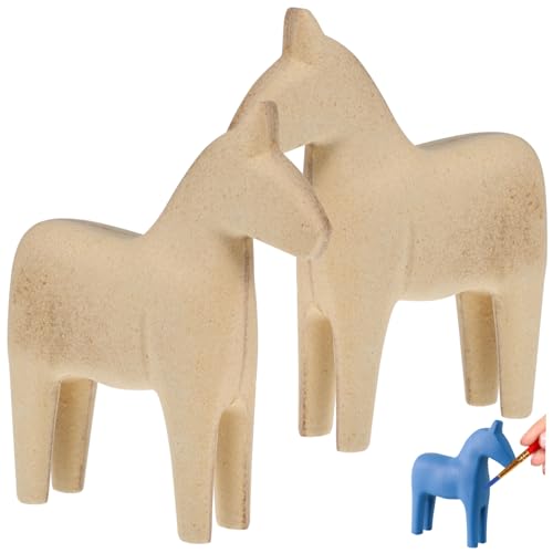 KONTONTY 2Stücke Holzpferd Unvollendetes Holz Figur DIY Dekoration für Bastelprojekte Partys Schreibtisch und Gestaltungen von KONTONTY