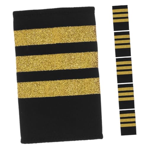 KONTONTY 3 Paare Piloten Schulterklappen mit Goldenen Streifen Robuste Epauletten für Piloten und Trainees für und Kostüme von KONTONTY