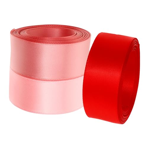 KONTONTY 3 Rollen Doppelseitiges Satinband Dekoratives Verpackungsband für Bastelarbeiten und Blumenschmuck Rot Tiefrosa und Rauchrosa Langlebiges Leichtes Polyesterband für Diy Projekte KONTONTY 3 Rollen Doppelseitiges Satinband Dekoratives Verpackungsband für Bastelarbeiten und Blumenschmuck Rot Tiefrosa und Rauchrosa Langlebiges Leichtes Polyesterband für Diy Projekte von KONTONTY