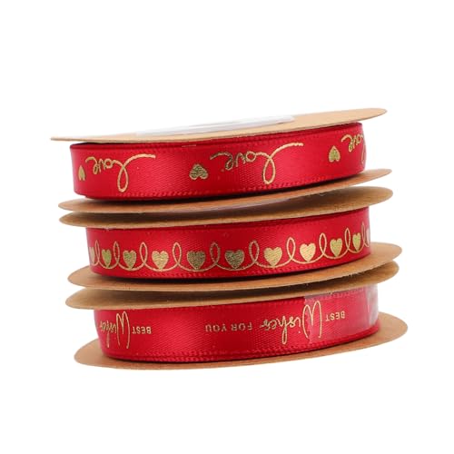 KONTONTY 3 Rollen Liebesband geschenkband ostern geschenkeband geschenksband Drahtkantenband zum Einwickeln Band mit Herzmuster Geschenkband Partei bedrucktes Band Polyester rot KONTONTY 3 Rollen Liebesband geschenkband ostern geschenkeband geschenksband Drahtkantenband zum Einwickeln Band mit Herzmuster Geschenkband Partei bedrucktes Band Polyester rot von KONTONTY