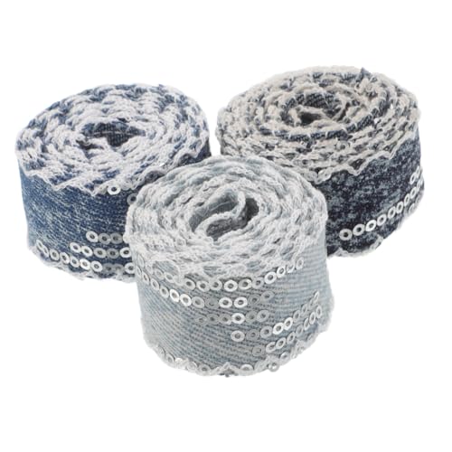 KONTONTY 3 Rollen Pailletten Denim Band Breit Flachband mit Glitzerbesatz Vielseitiges Nähzubehör für DIY Kleidung Haarschmuck Schleifen und Dekorationen in Hellblau Mittelblau Dunkelblau KONTONTY 3 Rollen Pailletten Denim Band Breit Flachband mit Glitzerbesatz Vielseitiges Nähzubehör für DIY Kleidung Haarschmuck Schleifen und Dekorationen in Hellblau Mittelblau Dunkelblau von KONTONTY