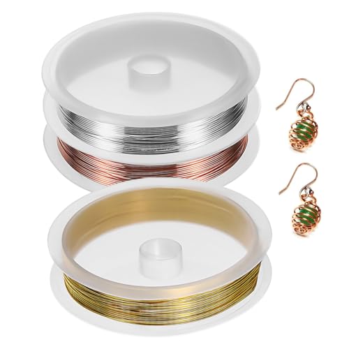 KONTONTY 3 Rollen Schmuckdraht Kupfer pro Rolle für Schmuckherstellung Bastelarbeiten Beadings und Skulpturen Silber Gold und Rotkupfer Erhältlich von KONTONTY