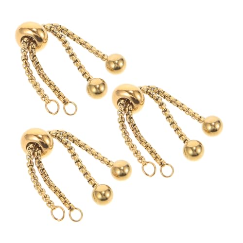 KONTONTY 3 Stück Armband drücken und ziehen Kettenperlen Männer Halskette Kette Kettenschmuckverlängerungen Perlenarmbänder Verlängerungsketten für Schmuck Rostfreier Stahl Golden von KONTONTY