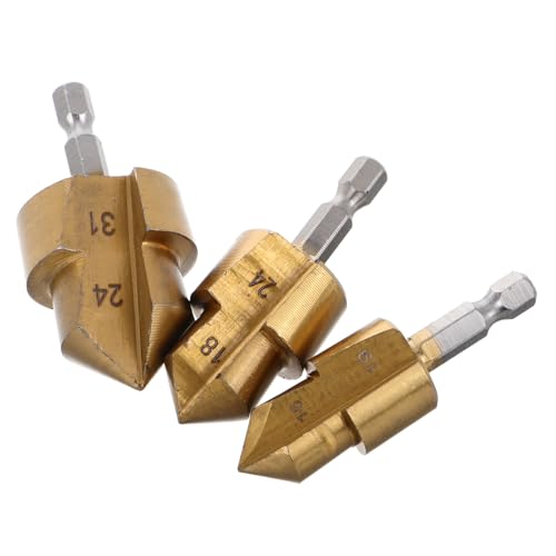 KONTONTY 3 Stück Bohrer-Set Entgratungsbit Reibahle Schubbit pPR-Bohrer Senkbohrer für Metall Bohrer zum Aufweiten von Rohren Waschbecken Wasserpfeifenstück Bohrer für PPR-Rohr Stahl Golden von KONTONTY