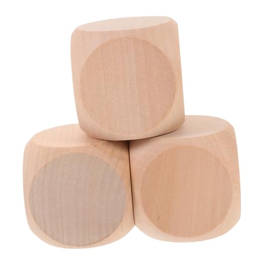 KONTONTY 3 Stück Große Ungefertigte Holz Würfel Blanko Bastelwürfel für Diy Spiele Kreative Würfel Naturbelassene Holzwürfel zum Bemalen und Gestalten von KONTONTY
