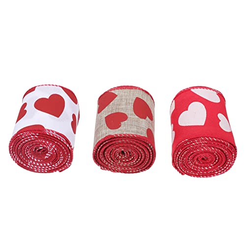 KONTONTY 3 Stück Liebesband Valentinsband Basteln Hochzeitsdekorationen Valentinstag Herzband Valentinstag Band Partydekorationen Verpackung Stoff Süßes Band Hanfimitat von KONTONTY