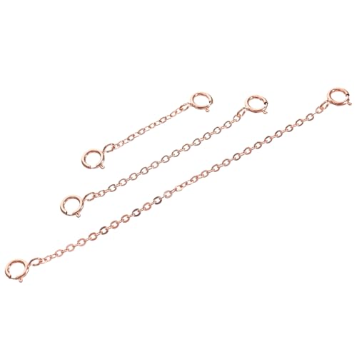 KONTONTY 3 Stück Sterling Silber Kettenverlängerung DIY Schmuck Zubehör für Armbänder und Rosegold Einfach zu Befestigen von KONTONTY