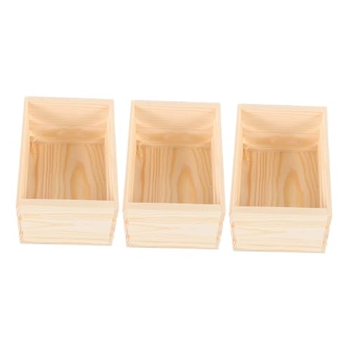 KONTONTY 3 Stück Teiliges Mini Holzkorb Kiefer für Puppenhaus Zubehör Robuste Miniatur Holzkisten mit Einfachem Design zur Aufbewahrung von Kleinen Gegenständen Wie Getränken und Snacks von KONTONTY
