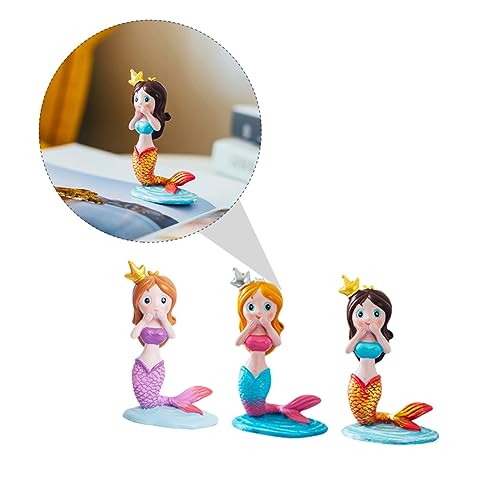 KONTONTY 3-teiliges Meerjungfrauen-Ornament Aus Kunstharz Cartoon-schreibtischschmuck Dekorative Puppe Für Küche Und Wohnzimmer von KONTONTY