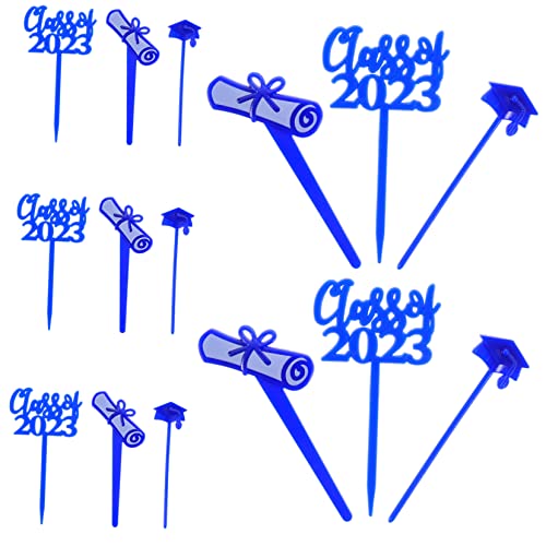 KONTONTY 30 Stück 2023 Abschlusstorte dekorieren Kuchen -Topper Cupcake -Topper erste Fiesta-Cupcake-Picks Karikatur Junge Herzlichen Glückwunsch grad Cake Topper Grad Kuchendeckel p.s Blau von KONTONTY