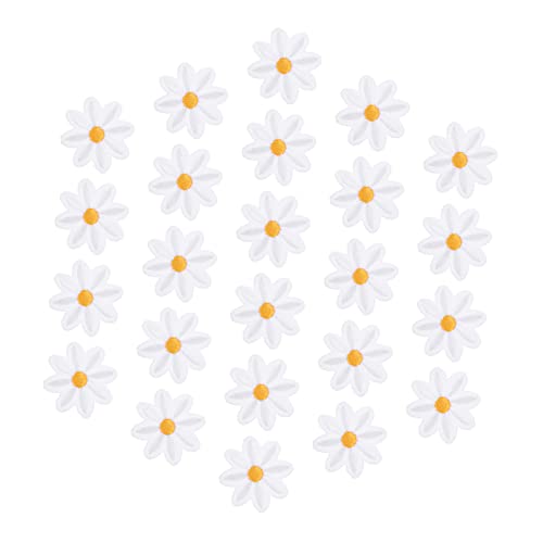 KONTONTY 30 Stück Gänseblümchen-patch Flicken Für Jacken Dekorative Aufnäher Für Kleidung Kleine Flecken Blumenapplikationen Kinderkostüme Aufnäher Dekorationen Hemd Weiß Polyester von KONTONTY
