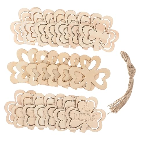 KONTONTY 30 Stück Kleeblatt-Anhänger Party Ornament Stichworte Wandbehänge für saint patricks day accessoires dekosand grün etiketten Shamrock -Anhänger st. Patricks Day Kleeblatt Buchsbaum von KONTONTY