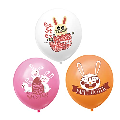 KONTONTY 30 Stück Osterballons ostern luftballons orange luftballons weiße ballons Latexballons pink ballons Party Kaninchen Hasenballons Junge Dekorationen Ballongas gastgeschenke hochzeit von KONTONTY