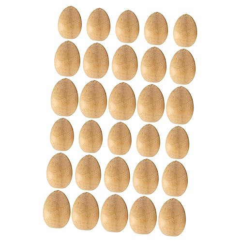 KONTONTY 30 Stück Osterei Handbemalte Spielzeuge Sterben Eierdekoration Malerei Lackierbar Gesprenkelte Eier Mini-eier Zum Basteln Dekorationen Dekorateur Unvollendet Malen Weiße Eier Holz von KONTONTY