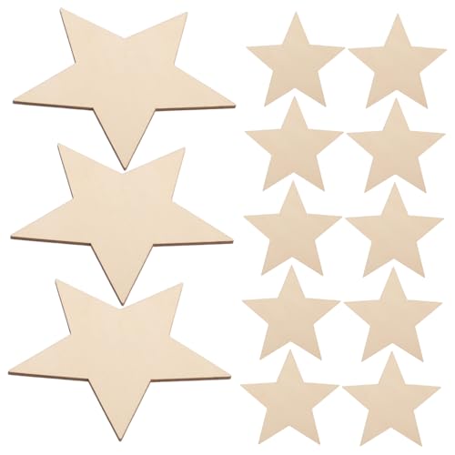 KONTONTY 30 Stück Sternförmige Holzstücke Unlackierte Holzsterne für DIY Malerei Bastelprojekte Weihnachtsdeko Wandkunst und Partydekorationen von KONTONTY