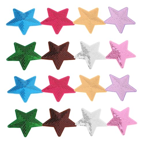 KONTONTY 30 Stück Teiliges Five pointed Star Pailletten Aufnäher zum Aufbügeln und Nähen Bestickte Western Sequin Patches für Jeans Shirts Hüte Modische Langlebige Stern Applikationen für von KONTONTY
