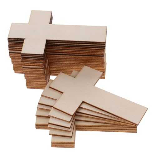 KONTONTY 30 Stück Zeichenwerkzeuge Für Unfertige Diy-ausschnitte Leere Kreuzförmige Holzscheiben Osterkreuzausschnitte Unvollendete Querscheiben Kreativer Holzausschnitt Hölzern von KONTONTY
