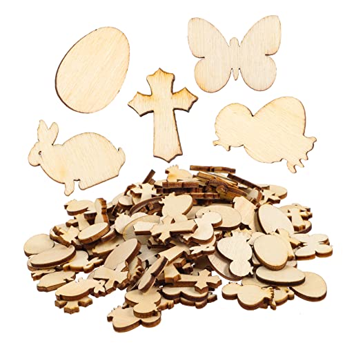 KONTONTY 300 Stück Hölzerne dekorative Holzscheiben für Dekoration Ausschnitte osterbasteln basteln zu ostern zierleisten holz frühlingsdeko leere Holzscheiben Holzsterne zum Basteln von KONTONTY
