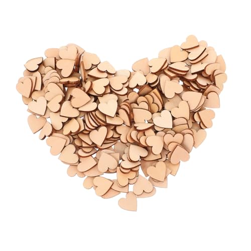 KONTONTY 300 Stück Holzspäne in Herzform unfertige Holzspäne Valentinstag Holzherzen Holzherzschilder kleine Holzherzen Mini-Holzausschnitte Kernholzscheiben herzförmige Holzscheiben von KONTONTY