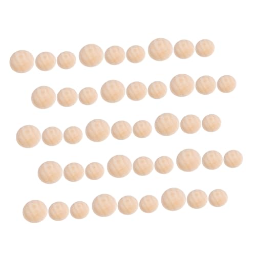 KONTONTY 300 Stück Unbehandelte Holzkugeln Heimtischdekoration Unbehandelte Massive Perlen Holzornamentherstellung Lose Holzperlen Halbkugel Holzperlen DIY Holzarmband von KONTONTY