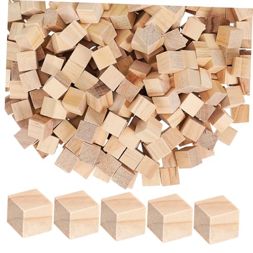 KONTONTY 300Stücke Holzbausteine Unbehandelte Holzwürfel zum Basteln Natur Holzklötze für DIY Projekte und Dekorieren Robust und Sicher für Designs von KONTONTY