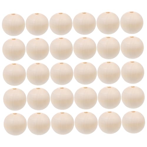 KONTONTY 30Stücke Holzperlen Unvollendete Hölzerne Lose Perlen für DIY Handwerk Natürliche Bastelperlen Original Holzfarbe für Schmuckherstellung und Projekte von KONTONTY