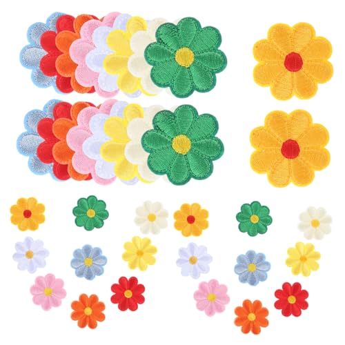 KONTONTY 36 Stück Aufnäher mit Chrysanthemenstickerei Flicken für Jacken Reparatur bestickt Stoffflicken für Kleidung apfelding bügeln blumenmuster Patch aufnähen Eisenpflaster Polyester von KONTONTY