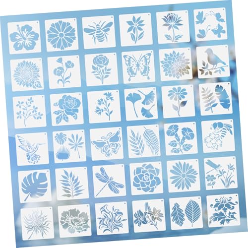 KONTONTY 36 Stück Malschablonen Blumen Farbschablonen Für Wände Bienen Vorlagen Kleine Schablonen Zum Basteln Wiederverwendbare Scrapbook Schablonen Schmetterlings von KONTONTY