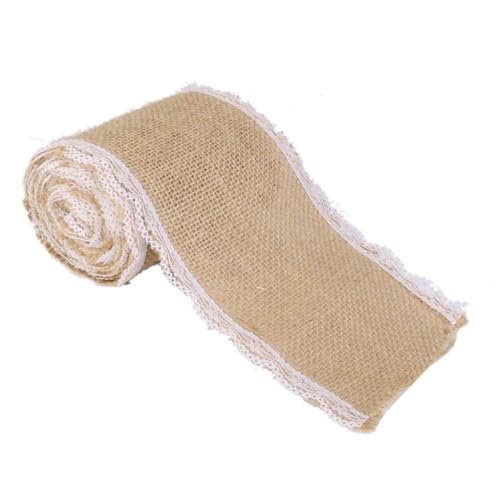 KONTONTY 3M Bastelband Sackleinen mit Spitzenkante Dekoratives Jute Band für DIY Hochzeitsdekoration Geschenkverpackung und Handarbeiten Rustikaler Charme von KONTONTY
